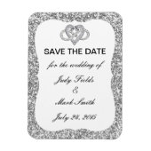 Silver Glitter Infinity Heart sparen de Datum Magn Magneet (Verticaal)