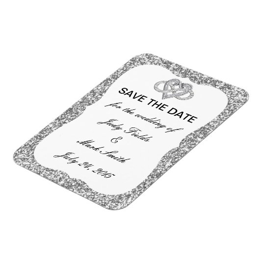 Silver Glitter Infinity Heart sparen de Datum Magn Magneet (Linkerzijde)