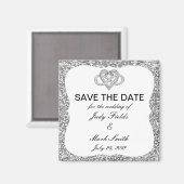 Silver Glitter Infinity Heart sparen de Datum Magn Magneet (Voorkant / Achterkant)