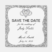 Silver Glitter Infinity Heart sparen de Datum Magn Magneet (Voorkant)