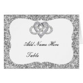 Silver Glitter Infinity Heart Table Place Card (Voorkant Horizontaal)