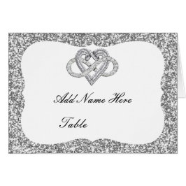 Silver Glitter Infinity Heart Table Place Card