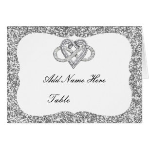 Silver Glitter Infinity Heart Table Place Card
