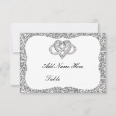 Silver Glitter Infinity Heart Table Place Card Kaart (Voorkant)