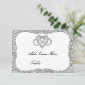 Silver Glitter Infinity Heart Table Place Card Kaart (Staand voorkant)