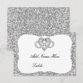 Silver Glitter Infinity Heart Table Place Card Kaart (Voorkant / Achterkant)