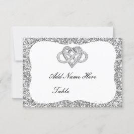 Silver Glitter Infinity Heart Table Place Card Kaart