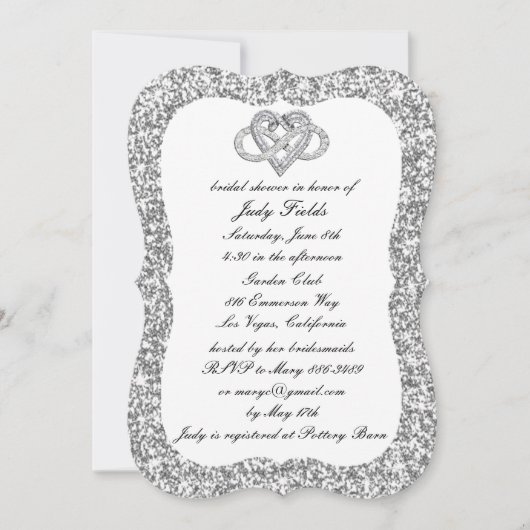 Silver Glitter Infinity Heart Vrijgezellenfeest ui Kaart (Voorkant)
