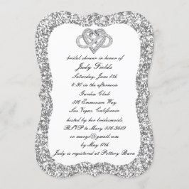 Silver Glitter Infinity Heart Vrijgezellenfeest ui Kaart
