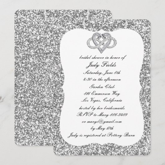 Silver Glitter Infinity Heart Vrijgezellenfeest ui Kaart (Voorkant / Achterkant)