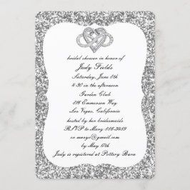 Silver Glitter Infinity Heart Vrijgezellenfeest ui Kaart