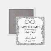 Silver Glitter Infinity Save the Date Magnet (Voorkant / Achterkant)