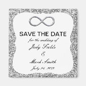 Silver Glitter Infinity Save the Date Magnet (Voorkant)