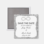Silver Glitter Infinity Save the Date Magnet (Voorkant / Achterkant)