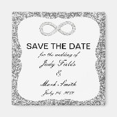 Silver Glitter Infinity Save the Date Magnet (Voorkant)