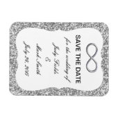 Silver Glitter Infinity Save the Date Magnet Magneet (Horizontaal)