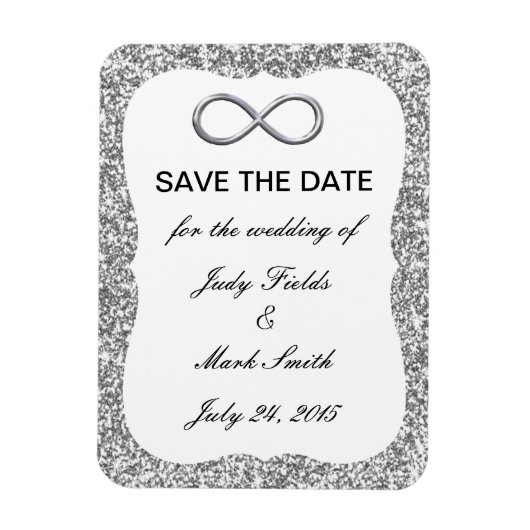 Silver Glitter Infinity Save the Date Magnet Magneet (Verticaal)