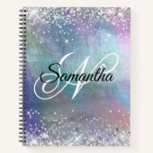 Silver Glitter Iridescent Folie Fancy Monogrammen Notitieboek (Voorkant)