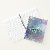 Silver Glitter Iridescent Folie Fancy Monogrammen Notitieboek (Binnen)