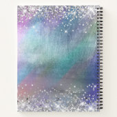 Silver Glitter Iridescent Folie Fancy Monogrammen Notitieboek (Achterkant)