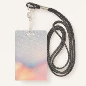 Silver Glitter Iridescent Holographic Gradient Badge (Achterkant met draagriem)