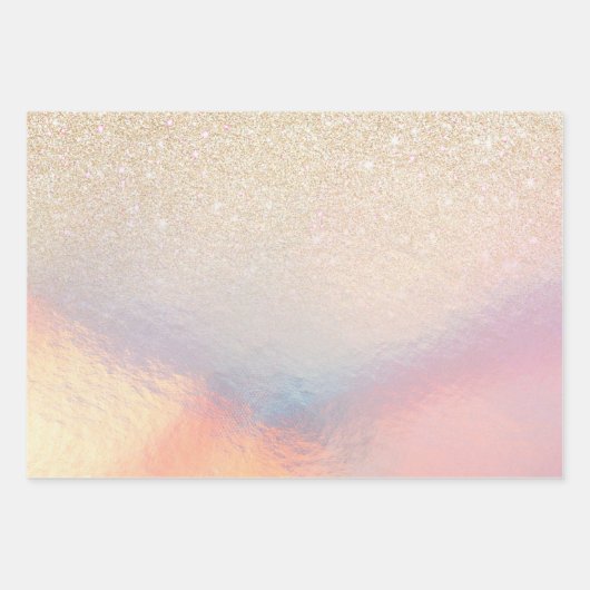 Silver Glitter Iridescent Holographic Gradient Inpakpapier Vel (Voorkant 3)