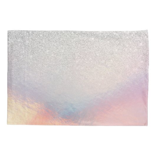 Silver Glitter Iridescent Holographic Gradient Kussensloop (Achterkant)