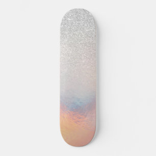 Silver Glitter Iridescent Holographic Gradient Persoonlijk Skateboard
