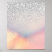 Silver Glitter Iridescent Holographic Gradient Poster (Voorkant)