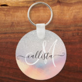 Silver Glitter Iridescent Holographic Gradient Sleutelhanger (Voorkant)
