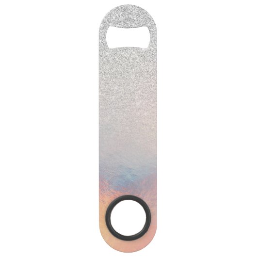 Silver Glitter Iridescent Holographic Gradient Speed Flessenopener (Achterkant)