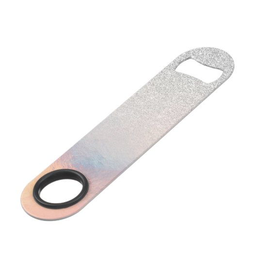Silver Glitter Iridescent Holographic Gradient Speed Flessenopener (Achterkant Gekanteld)