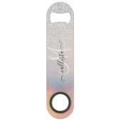 Silver Glitter Iridescent Holographic Gradient Speed Flessenopener (Voorkant)