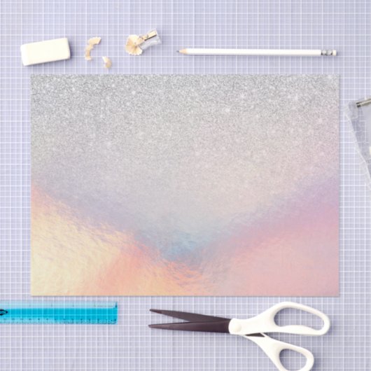 Silver Glitter Iridescent Holographic Gradient Tissuepapier (Craft)