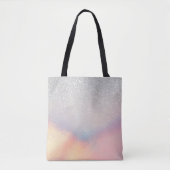 Silver Glitter Iridescent Holographic Gradient Tote Bag (Voorkant)