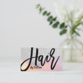 Silver Glitter Iridescent Holographic Hair Stylist Visitekaartje (Staand voorkant)