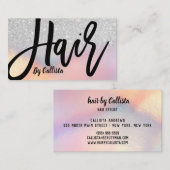 Silver Glitter Iridescent Holographic Hair Stylist Visitekaartje (Voorkant / Achterkant)