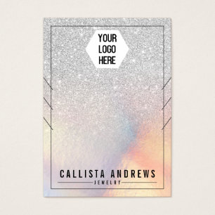 Silver Glitter Iridescent Kettingen display Visitekaartje