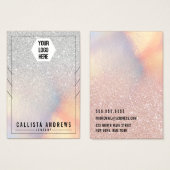 Silver Glitter Iridescent Kettingen display Visitekaartje (Voorkant /achterkant)