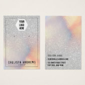 Silver Glitter Iridescent Logo Veroorbaar beeldsch Visitekaartje (Voorkant /achterkant)