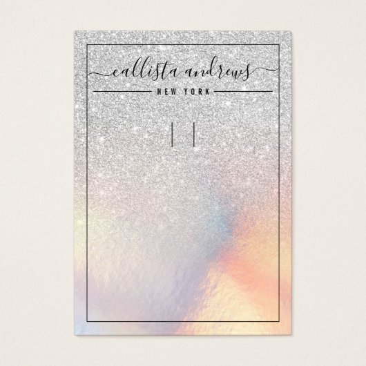 Silver Glitter Iridescent Sleutelhanger Display Ca Visitekaartje (Voorkant)