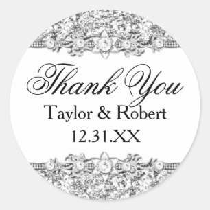 Silver Glitter & Jewel Bedankt Sticker