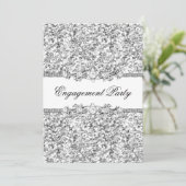 Silver Glitter & Jewel Engagement Party nodigt uit Kaart (Staand voorkant)