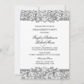 Silver Glitter & Jewel Engagement Party nodigt uit Kaart (Achterkant)