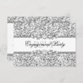 Silver Glitter & Jewel Engagement Party RSVP Kaart (Voorkant / Achterkant)
