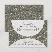 Silver Glitter, jij wordt mijn bruidsmeisje Kaart (Voorkant / Achterkant)