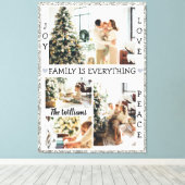 Silver Glitter Joy Love Peace Family Name & Photo Canvas Afdruk (Insitu (Houten vloer))