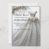 Silver Glitter jurk bruids douche uitnodiging (Voorkant)