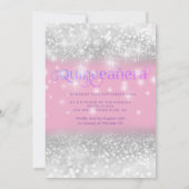 Silver glitter jurk ombre tiara Quinceañera Inv Kaart (Achterkant)