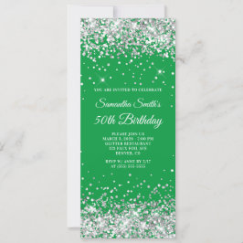 Silver Glitter Kelly Green 50th Birthday Kaart